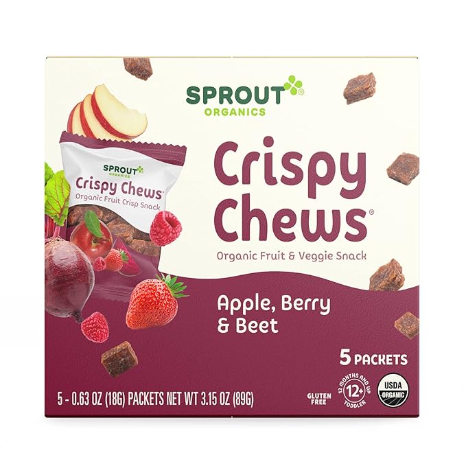 Sprout Organic Toddler Snacks, Crispy Chews, Red Berry & Beet, 3.15 oz - Pack of 10