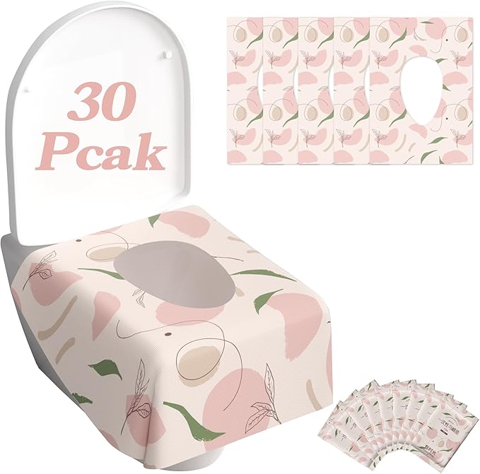 Toilet Seat Covers Disposable,Individually Wrapped for Travel,Full Coverage Extect Large Potty Training Cover for Kids,Peach,30 Packs