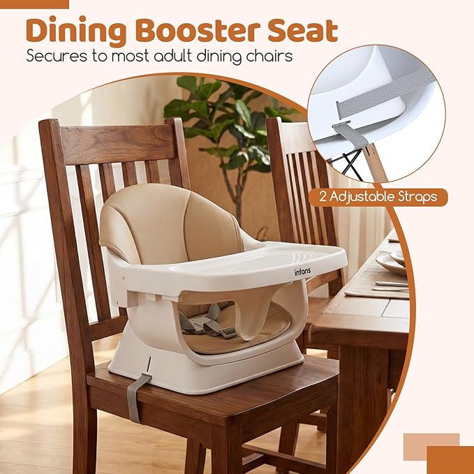 INFANS Baby High Chair, 9 in 1 Convertible Highchair for Babies and Toddlers, Building Block Table Dining Booster Seat Activity Desk Kids Stool with Adjustable Removable Tray (Beige)