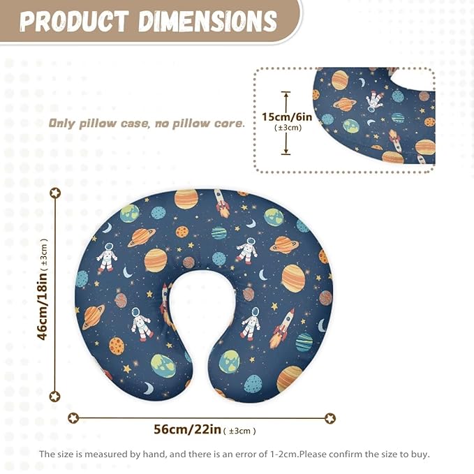 Cartoon Spaceman Nursing Pillow Cover with Hidden Zipper Soft & Breathable & Skin Friendly for Moms/Baby Stretchy Nursing Pillow Cover