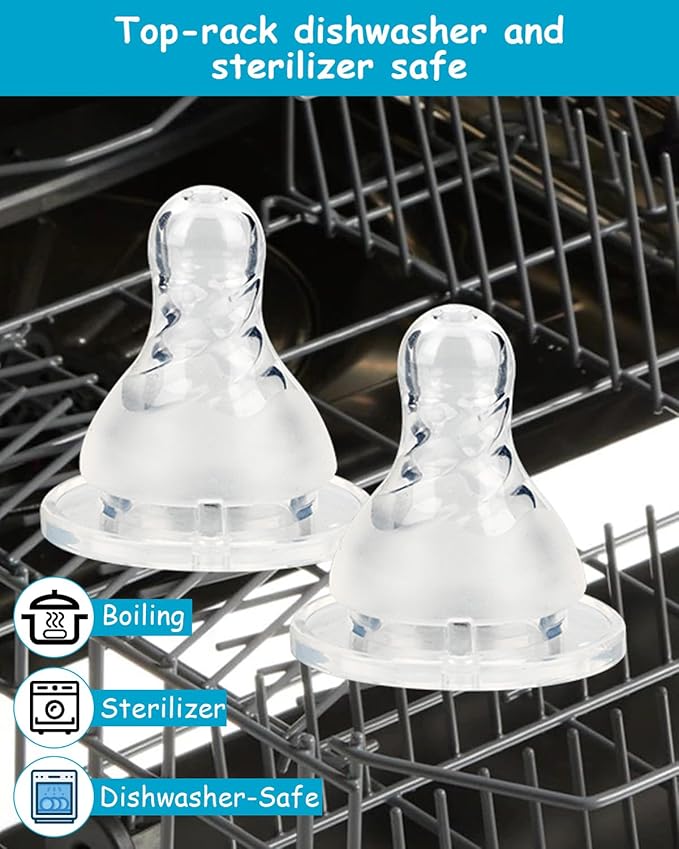 Silicone Nipple for Dr. Brown’s Natural Flow Level 3 Narrow Baby Bottle, Medium-Fast Flow, 6m+, 6 Count