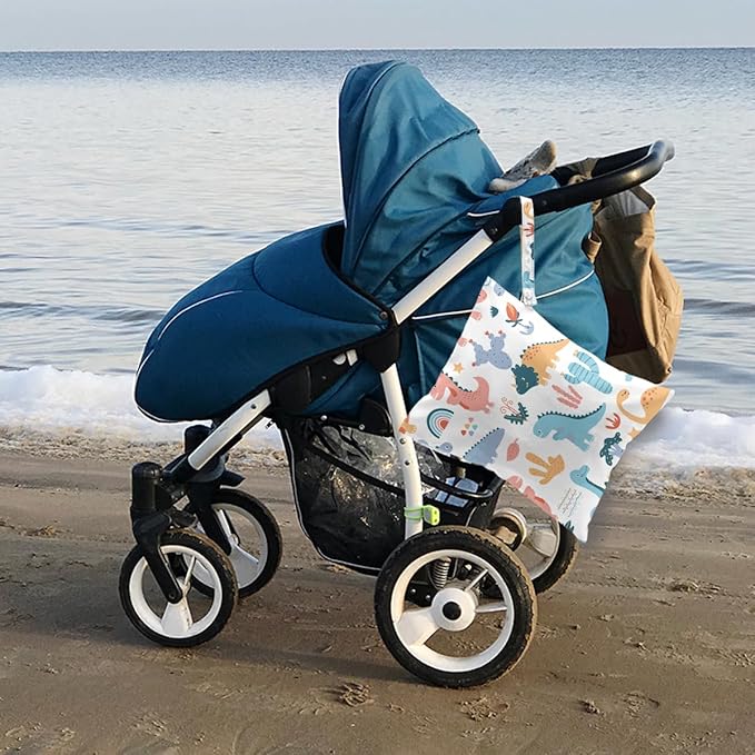Wet Bag for Baby Swimsuit Kids Wet Dry Bag for Breast Pump Parts Diaper Bag Toiletries Daycare Organizer Beach Vacation Essentials Colorful Dinosaur Waterproof Travel Laundry Bags