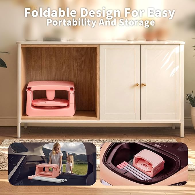 Portable High Chairs for Babies and Toddlers, Convertible Baby Feeding Chair with Tray, Easy Clean High Chair for Toddler with Foot Rest, Infant Highchairs & Booster Seats with Cushion Pink