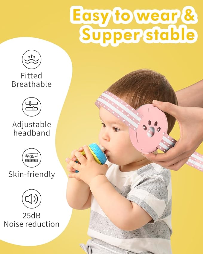 Baby Ear Muffs Noise Protection, 25dB Noise Cancelling Headphones for Infants Toddlers 0-36 Months Airplane Travel Essentials