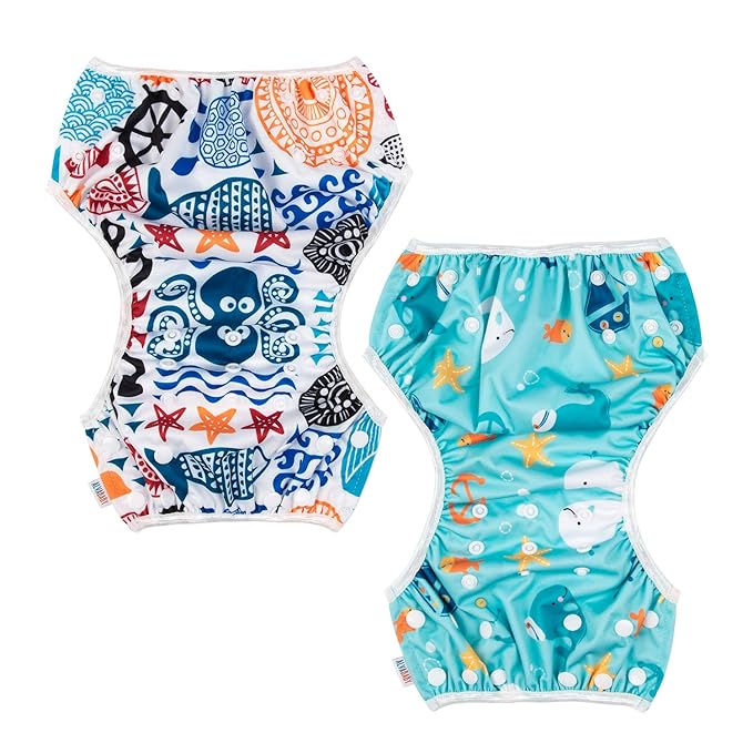 ALVABABY Swim Diapers Large Size 2pcs Pack Reuseable &Adjustable Baby BoyZDYK05-06