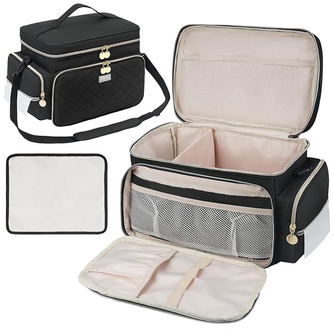 Breast Pump Bag Compatible with Spectra S1 and S2, Breast Pumping Travel Storage Bag with Waterproof Mat for Pumping Essentials and Accessories, Black