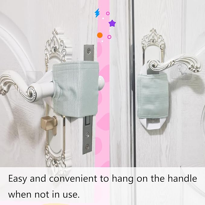 Baby Proof Door Silencer & Cloth Latch Cover, Quiet Close Anti-Slam Pads to Prevent Slamming and Accidental Locking, for Nursery and Toddler Safety (3, Natural Teal, 4.1 * 3.1 inches)