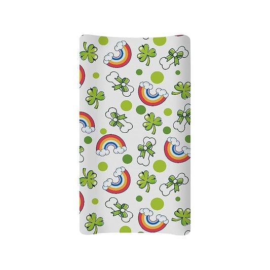 Green Leaf Changing Pad Cover for Baby Girls Boys St. Patrick's Day Diaper Change Table Covers Soft Stretchy Changing Mat Sheets Cover