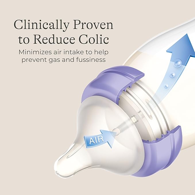 Lansinoh Anti-Colic Baby Bottles, BPA-Free Plastic, 2 Ounces, 2 Count, Extra Slow Flow Nipples (Size XS), Breastfeeding Bottle with NaturalWave Design