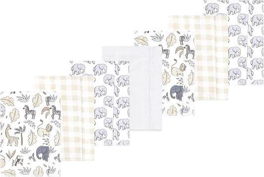 Luvable Friends Hudson Baby Flannel Burp Cloths 7pk, Gray Neutral Safari