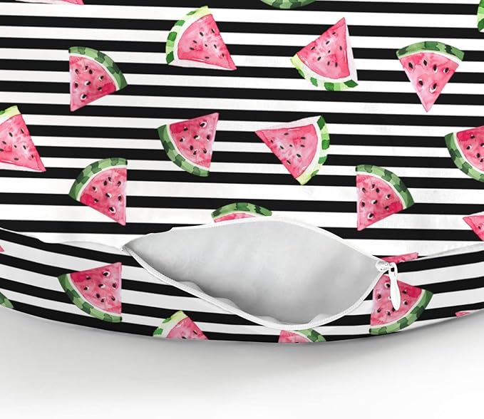 Watermelon Black and White Stripes Baby Nursing Pillow Covers for Boy Girl Tropical Summer Fruits Nursery Slipcovers for Breastfeeding Pillows Beach Vacation Soft Stretchy Covers for Newborn Infant