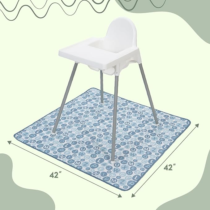 S&T High Chair Mat, Splat Mat for Arts, Crafts, Playtime, Water Resistant and Machine Washable, 42 Inch x 42 Inch, Alphabet Print, 343401