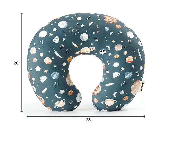 GRSSDER Reversible Nursing Pillow Cover, Ultra Soft Stretchy Minky Removable Nursing Covers Fitted for Breastfeeding Pillows Snug and Safe, Comfortable Slipcover for Boys, Stylish Original Print