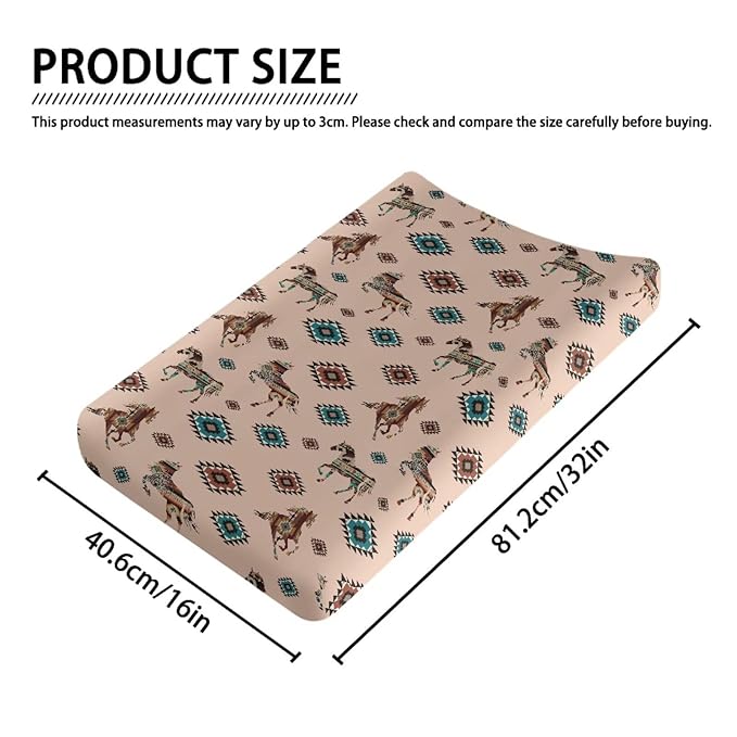 Western Diaper Change Table Covers Tribal Horse Changing Pad Cover for Baby Breathable Changing Mat Cover for Baby Girls Boys Gift for Friends