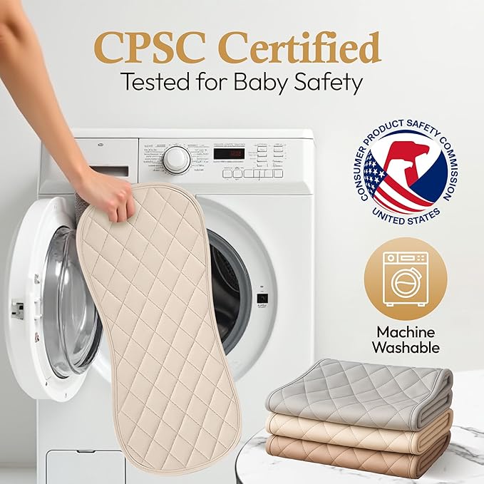 Changing Pad Liners 3 Pack – Waterproof, Soft, Absorbent, Non-Slip, Machine Washable, Reusable Baby Changing Pad Liners, Also Fits Peanut Shaped Changing Pads, Changing Table Pads