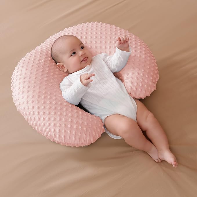 Pillowcase for Nursing Pillow and Positioner for Breastfeeding and Bottle Feeding, Propping Baby, Tummy Time, Baby Sitting Support, Awake-Time Support, Pillow Cover Only (Light Pink)