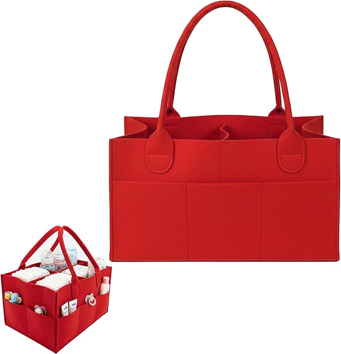 Baby Diaper Caddy is a versatile baby basket designed for nursery storage, car organization, and as a thoughtful gift for baby showers. Perfect for storing diapers and baby wipes. (Red)
