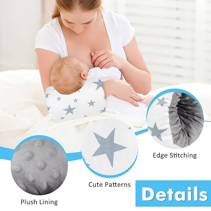Baby Feeding Arm Pillow,Soft Cotton Bottle Nursing Arm Pillows for Newborn,Breastfeeding Pillows for More Support for Mom and Baby,Portable and Washable,Ergonomic Nursing Essentials(Pentagram)