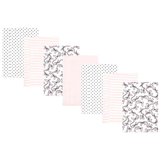 Hudson Baby Unisex Baby Cotton Flannel Burp Cloths, Pink Bows 7 Pack, One Size