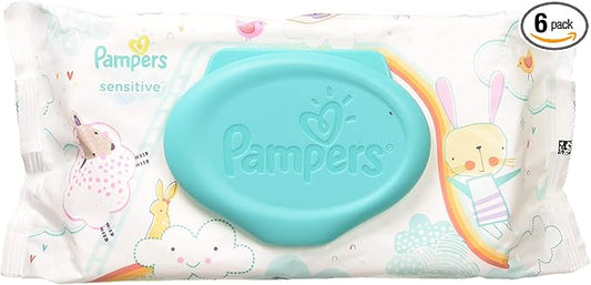 Pampers Sensitive Wipes Travel Pack 56 Count (Pack of 6)