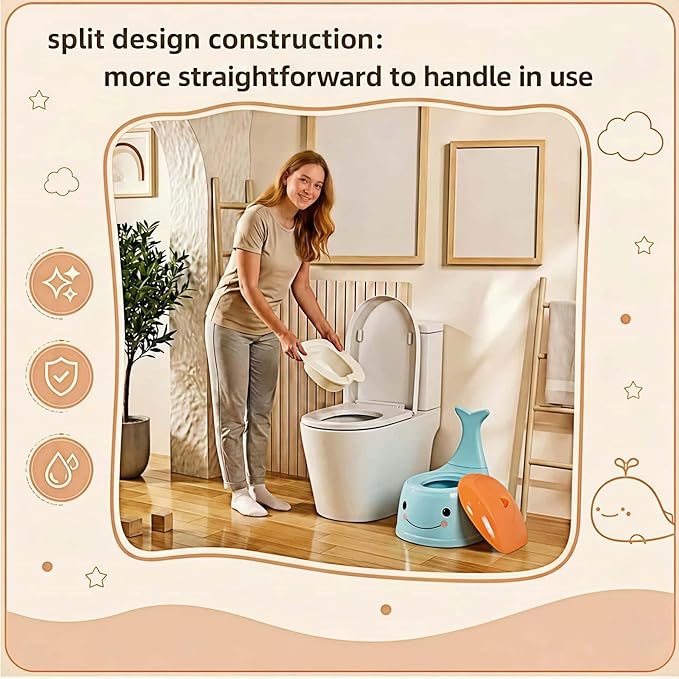 potty training toilet Potty Seat Baby Training Chair Boys Girls Toddler Whale Comfortable children 1-6 years old Baby toilet Animal seat with lid back potty trainer (Blue)