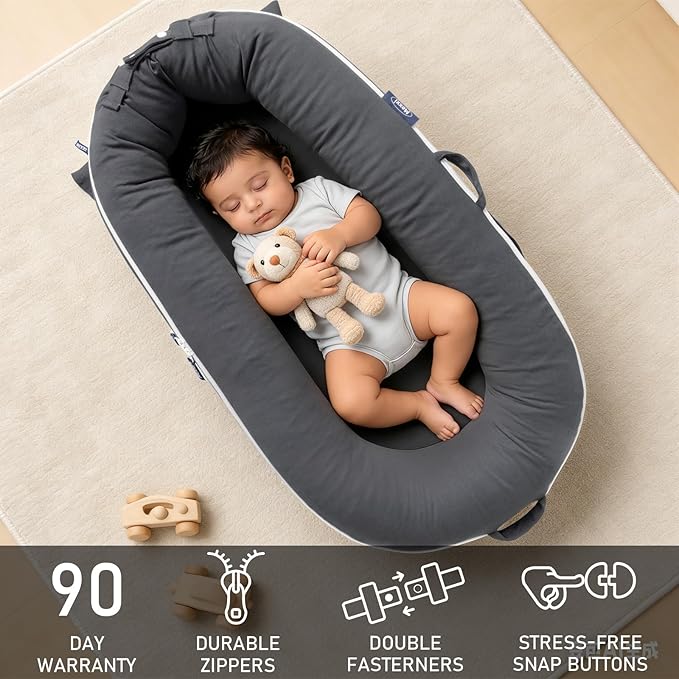 Organic Replacement Cover with Waterproof Pad | Premium Quality Spare Cover Certified Organic Cotton | [Fits Dockatot Deluxe + Docks] (Cover Only) (Charcoal, Waterproof Organic Cotton)
