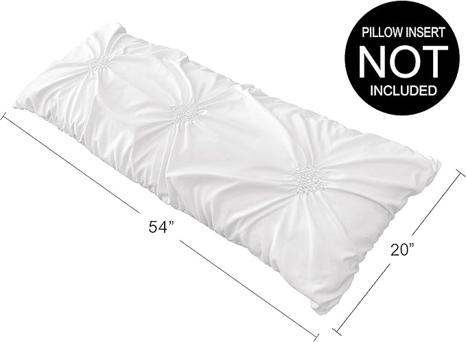 Sweet Jojo Designs Solid Color White Shabby Chic Body Pillow Case Cover for Harper Collection (Pillow Not Included)