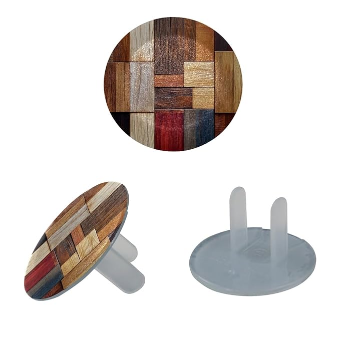 Baby Safety Outlet Plug Electrical Socket Covers, Wooden (3)