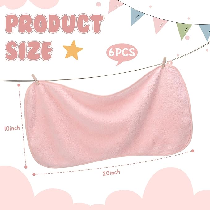Hahafelt 6 Pack Pink Baby Burp Cloths for Boys and Girls Coral Fleece 20 x 10 Inch Super Soft Burp Cloths with Organza Bag for Newborn Sensitive Skin Essential