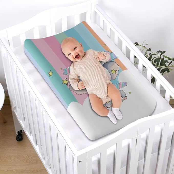 ZDCUSTOM Elephant Pattern Changing Table Pad Covers Diaper Changing Table Cover Comfy Cozy Cradle Sheets Stretchy Changing Pad Covers Fits Standard Contoured Changing Pads