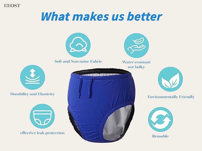 Youth Special Needs Reusable Swim Diapers Swimwear for Incontinence Cloth Diaper Covers Waterproof,Leakproof, Unisex (Blue, 5-6T)