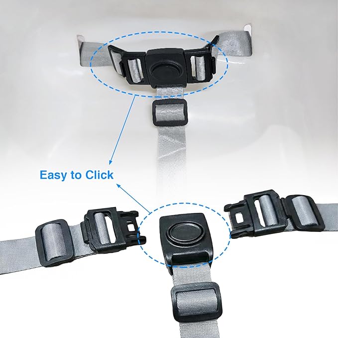 1PCS 3 Point Harness Seat Belt for Kids Adjustable Baby Safety Strap Compatible with IKEA Antilop High Chair Kids High Chair Straps Replacement for Soft & Comfortable on Baby's Skin (Gray)