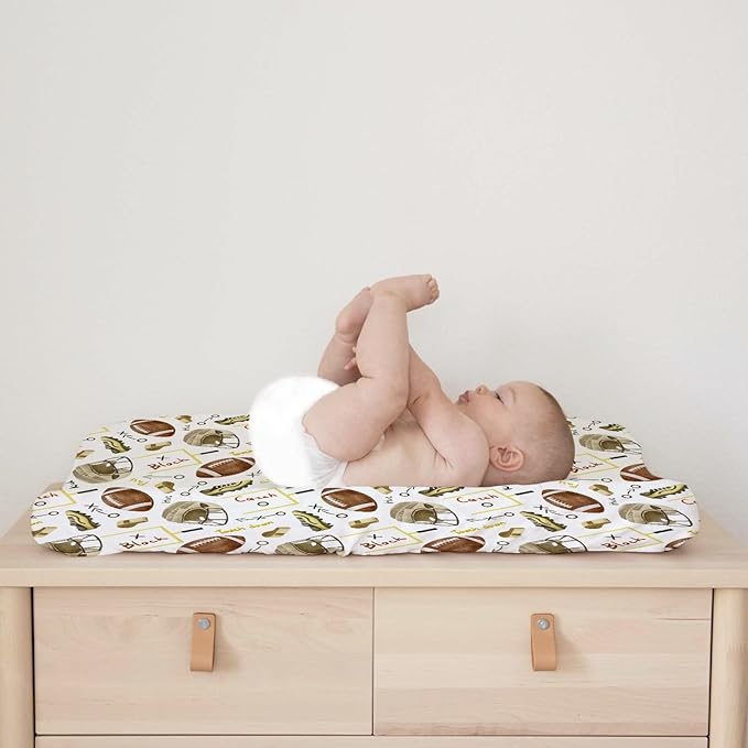 Watercolor American Football Baby Changing Pad Cover for Boy Girl 32''x16'' American Football Rules Fitted Diaper Change Table Sheet Outdoor Sports Gift Soft Breathable Baby Changing Table Mats