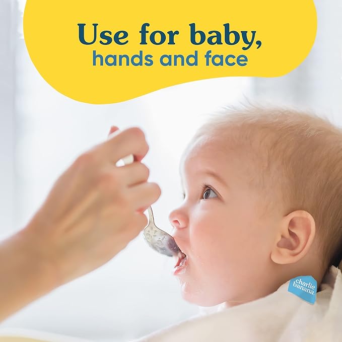 Charlie Banana Reusable 100% Cotton Baby Wipes, Super Soft and Washable, 10 Pack Reusable Cloth Wipes