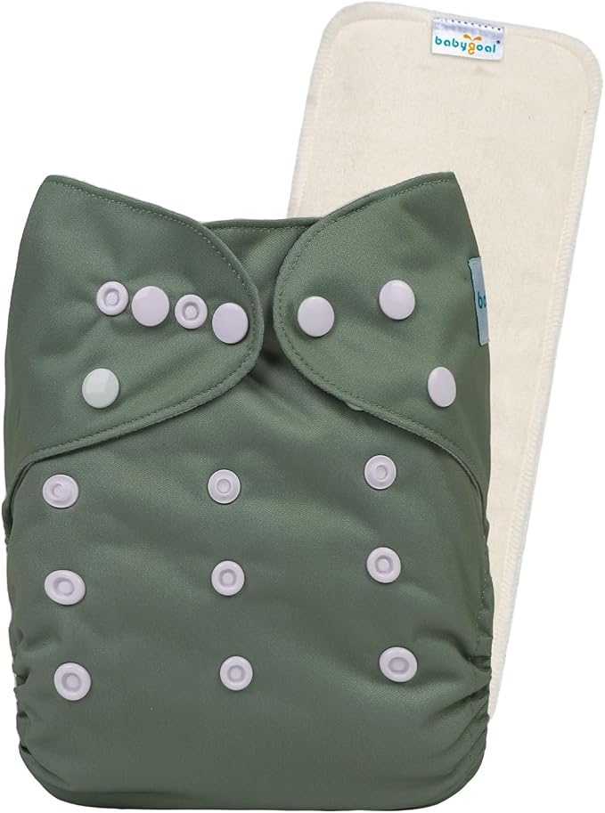 babygoal Reusable Cloth Diaper with Insert for Baby Boys and Girls 8-35lbs, Adjustable and Washable Nappy