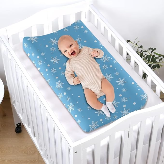 Snowflake Changing Pad Cover for Baby Soft Diaper Change Table Covers with Elastic Edge Easy to Install Baby Nursery Diaper Changing Pad Sheets Gift for Friends