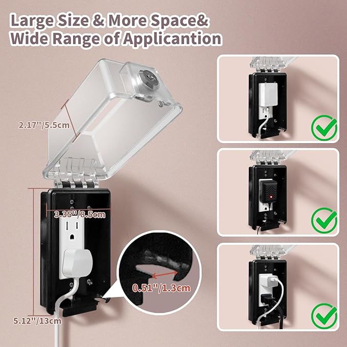 Baby Safety Outlet Cover Box-Key Lock for Much Better Toddler Proofing,Easier Operation,Simple 4 Step Install with Included Screws,Suitable for all Standard Electrical Outlets and Wall Switch