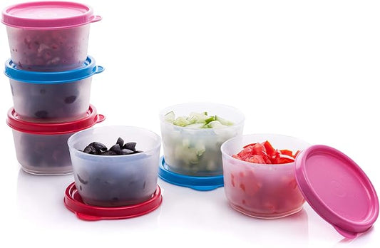 SIGNORA WARE Condiment Containers with Lids- 6 pk. 4 oz.Salad Dressing to go Small Food Storage Containers- Sauce Cups Leak proof Reusable Plastic BPA free for Lunch Box Picnic Travel