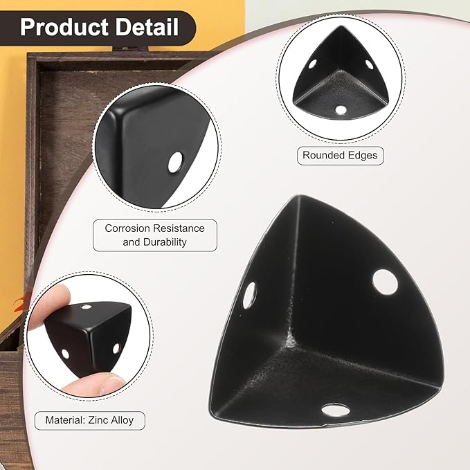uxcell 8PCS Metal Corner Protector 1 x 1 x 1 Inch Box Edge Guard Protector Zinc Alloy Cabinets Speaker Corners Protector for Furniture Decorative (Black)