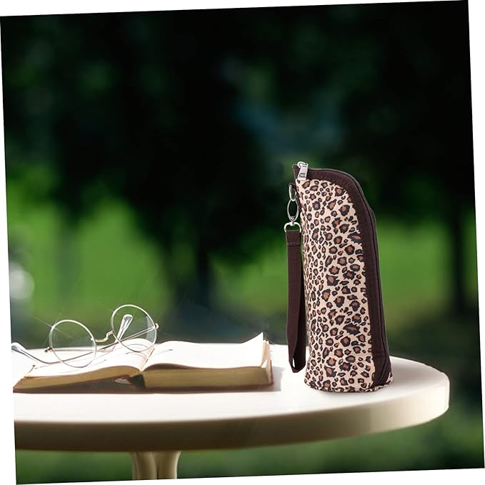 1pc Baby Bottle Insulation Bag - Large Capacity, Thermal, Oxford Cloth, Leopard Print, Zippered Pocket, 1200ml, Unisex