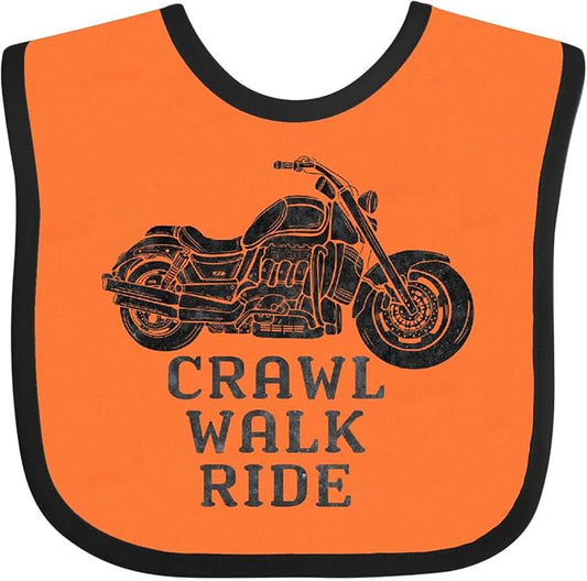 inktastic Crawl Walk Ride Motorcycle Baby Bib