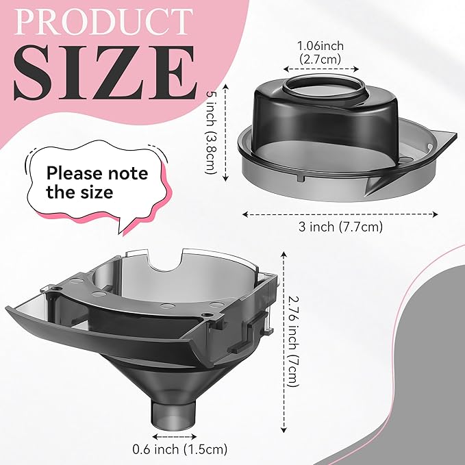 3 Sets Replacement Funnel Compatible with Baby Brezza Replacement Parts Funnel and Cover Baby Formula Dispenser, Grey