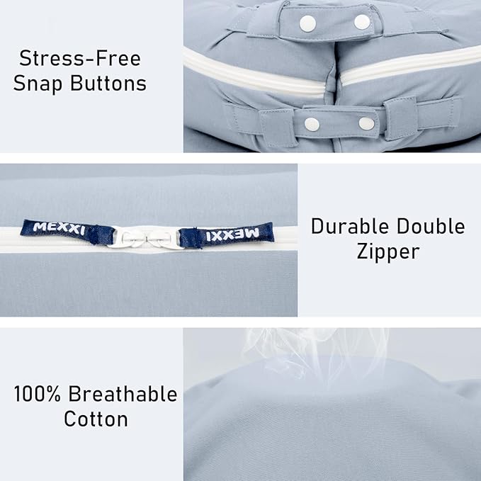 Organic Replacement Cover with Waterproof Pad | Premium Quality Spare Cover Certified Organic Cotton | [Fits Dockatot Deluxe + Docks] (Cover Only) (Alice Blue, Waterproof Organic Cotton)