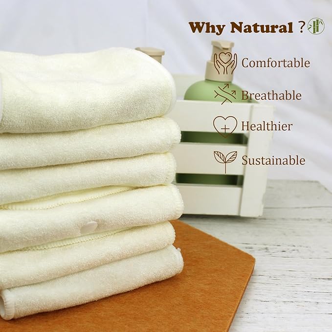 Mama Koala 4-Layer Natural and Microfiber Cloth Diaper Inserts, Adjustable and Reusable for Any Baby Cloth Diaper(6 Pack)