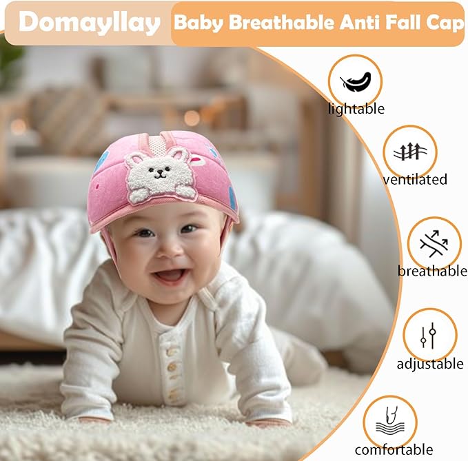 Soft Infant Safety Helmet,Baby Helmet for Crawing Walking,Baby Helmet 1-2 Years for Anti-Fall Head Protector,Adjustable