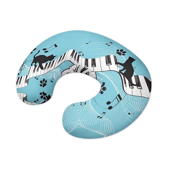 Black Cat Piano Boys Girls Breastfeeding Pillow Cover Ultra Soft Breathable Nursing Support Pillow Cover with Hidden Zipper Infant Feeding Cushion Case for New Parents
