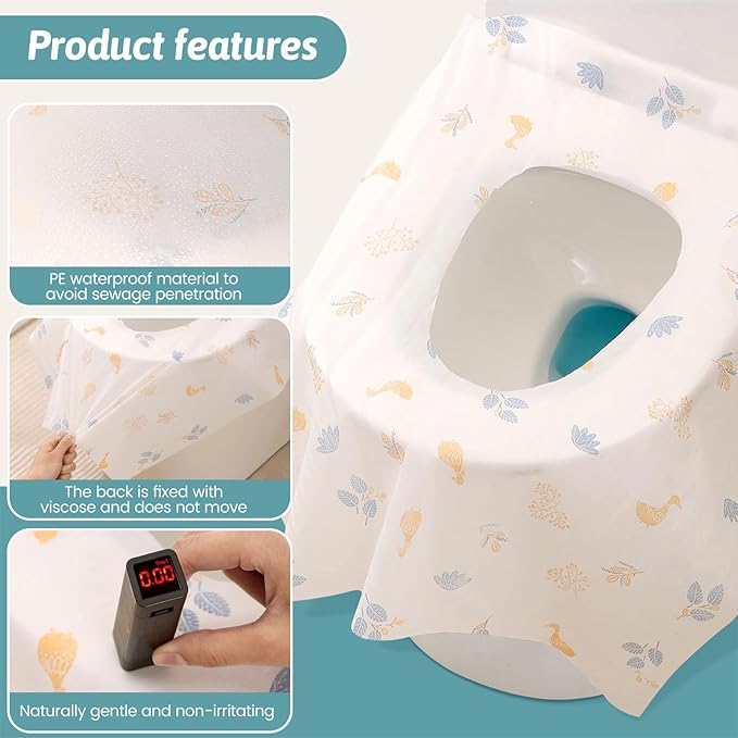 20 Pcs Disposable Toilet Seat Covers,Large Waterproof Toilet Seat Covers for Toddlers Kids Adults,Portable Individually Wrapped for Toddler Potty Training,Public Restrooms,Travel