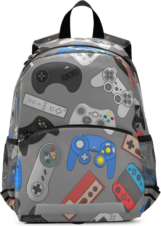 Gamepad Weapon Preschool Backpacks，Kid's Casual Travel Bookbag with Leash，Cute Toddler Backpacks for Boys and Girls