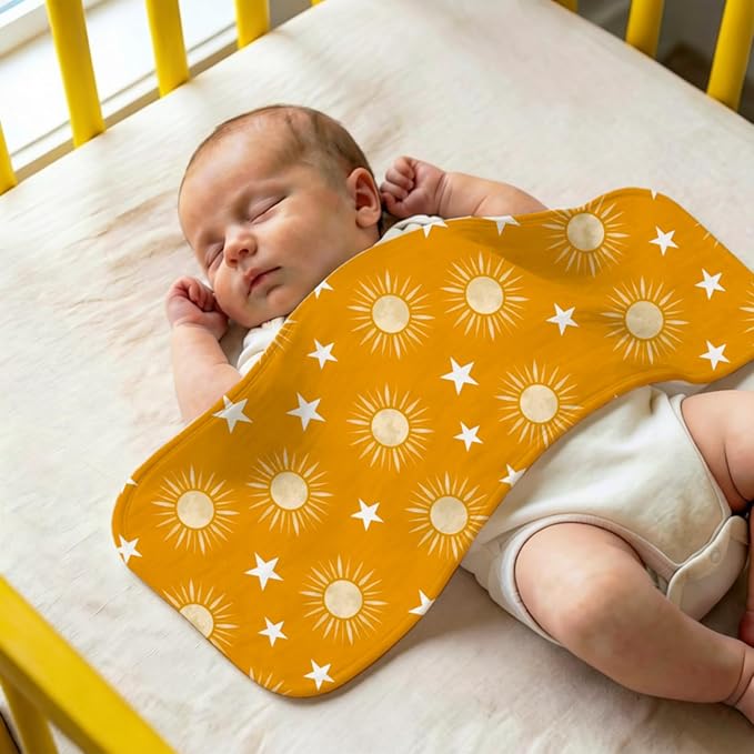 6 Pack Baby Burp Cloths, 100% Cotton Muslin with Boho Cactus Rainbow Sun Print, Large Soft & Absorbent Washcloths for Infants, Perfect Newborn Baby Boy & Girl Shower Gift