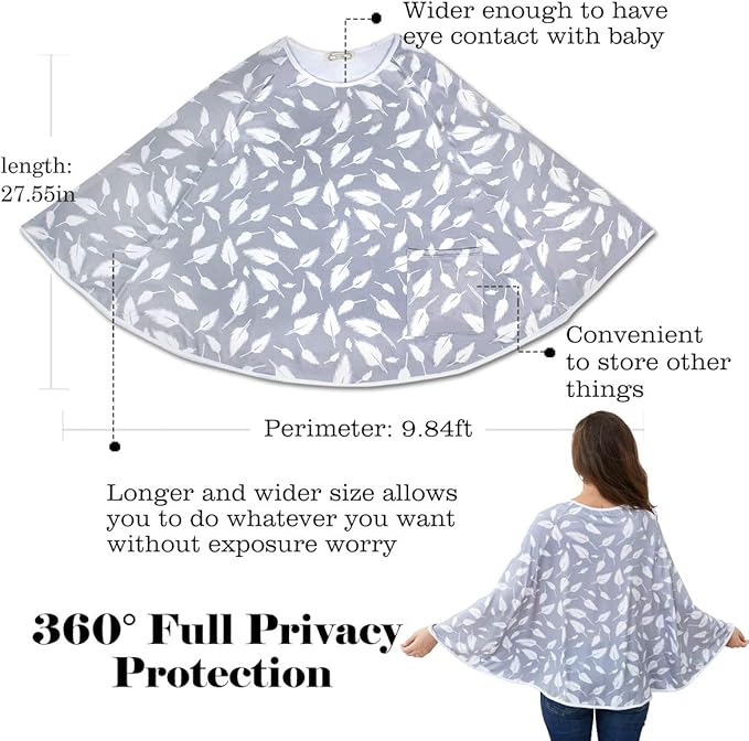 Baby Nursing Cover & Nursing Poncho - Multi Use Cover for Baby Car Seat Canopy, Shopping Cart Cover, Stroller Cover
